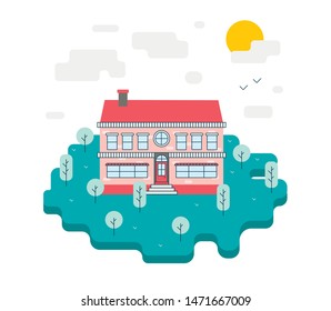 Flat design. House illustration. Vector