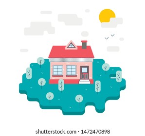 Flat design. House illustration. Vector