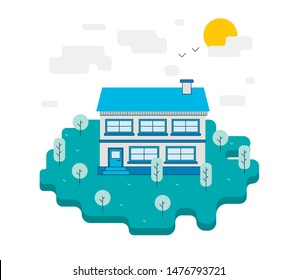 Flat design. House illustration. Vector
