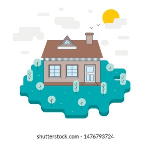Flat design. House illustration. Vector