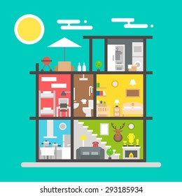Flat design of house interior illustration vector