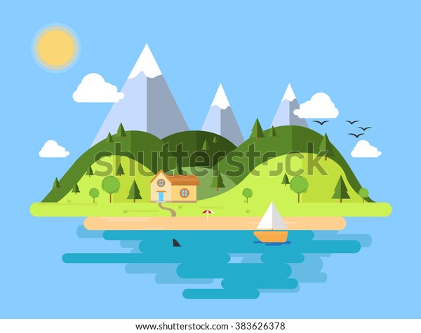 Image Vectorielle De Stock De La Nature Et La Plage D Une 383626378