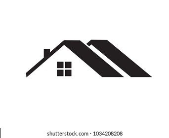 Flat design of the house - roof and bricks. Vector illustration. 