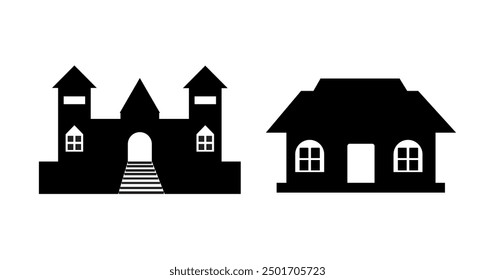Flat design house silhouette set