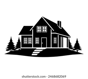 Flat design house silhouette vector