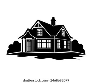 Flat design house silhouette vector