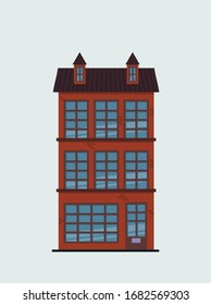 Flat design house - vector. Beautiful house. color and shape of the old house.