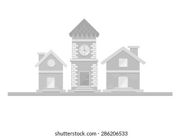 flat design with houses icons