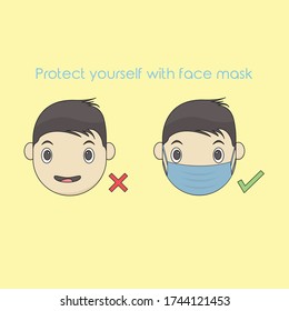 Flat design, How to protect yourself from Novel Coronavirus, Vector illustration