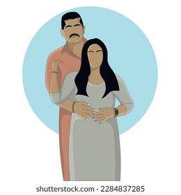 Flat design of hugging couple