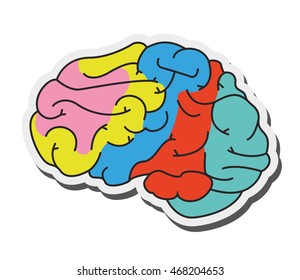 flat design human brain cartoon icon vector illustration