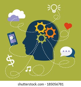 Flat Design Human Brain Illustration