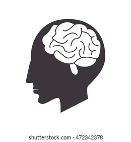 flat design human head and grain icon vector illustration