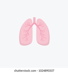 Flat design human lungs icon. Human internal organ. Anatomy concept. Respiratory system. Healthcare