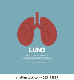 Flat Design Human Lungs On Blue Background Vector Illustration