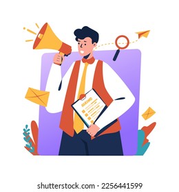 Flat design of human resources hiring job employee recruitment announcement concept
