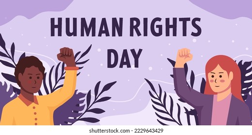 flat design human rights day horizontal banner illustration