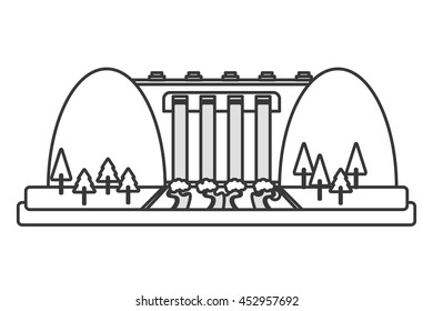 flat design hydroelectric plant icon vector illustration