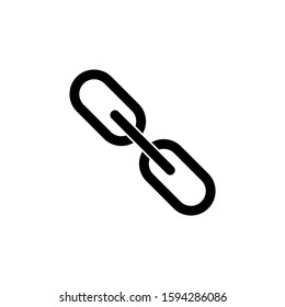 flat design of hyperlink chain symbol in black flat design on white background