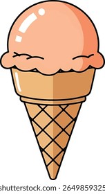 Flat design ice cream cone vector in pastel tones. Ideal for food packaging, menu designs, kids’ graphics, and summer-themed illustrations