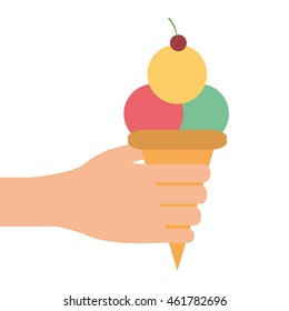 flat design ice cream cone icon vector illustration