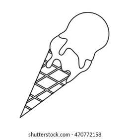 flat design ice cream cone icon vector illustration