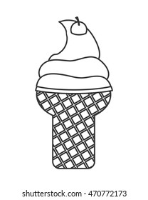 flat design ice cream cone icon vector illustration