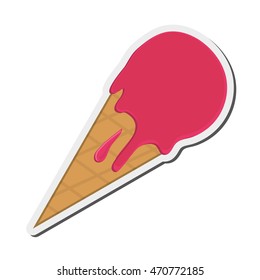 flat design ice cream cone icon vector illustration