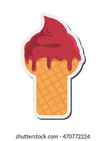 flat design ice cream cone icon vector illustration