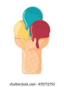flat design ice cream cone icon vector illustration
