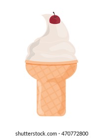 flat design ice cream cone icon vector illustration