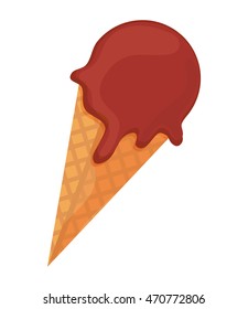 flat design ice cream cone icon vector illustration
