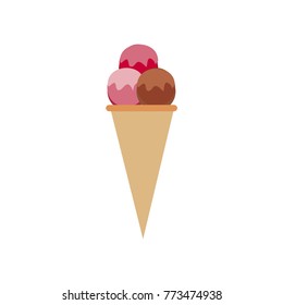 flat design ice cream cone icon vector illustration