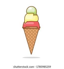 Diseño plano: crema de hielo aislada en ilustración blanca