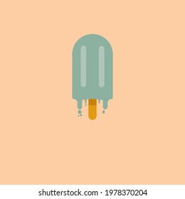 flat design ice cream sticks are melting, pastel tones, dessert and cool concept, summer food and background, minimalist wallpaper style.