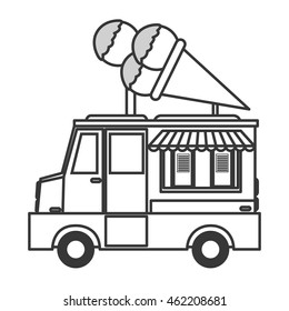 flat design ice cream truck icon vector illustration