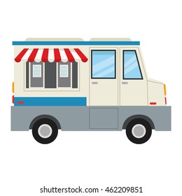 flat design ice cream truck icon vector illustration