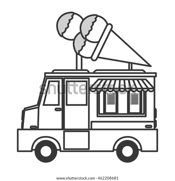 flat\
design ice cream truck icon vector\
illustration