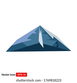 Flat design ice mountain icon vector illustration.