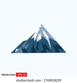 Flat design ice mountain icon vector illustration.