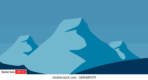 Flat design ice mountain icon vector illustration.