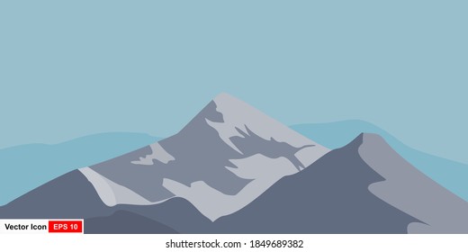 Flat design ice mountain icon vector illustration.