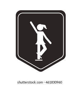flat design ice skating pictogram icon vector illustration shield emblem
