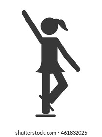 flat design ice skating pictogram icon vector illustration