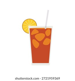 Diseño plano de Iced Lemon Tea. Símbolo de refresco de verano. Ilustración vectorial moderna.