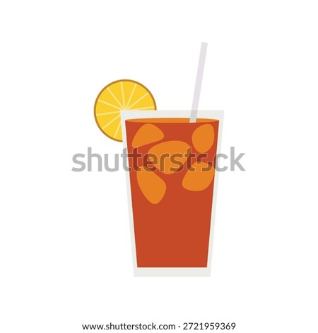 Flat design of Iced Lemon Tea. Summer refreshment symbol. Modern vector illustration.