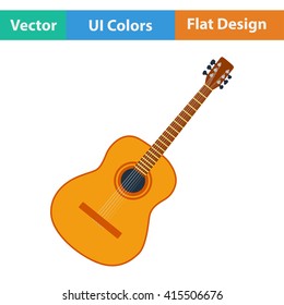 Flat design icon of acoustic guitar in ui colors. Vector illustration.