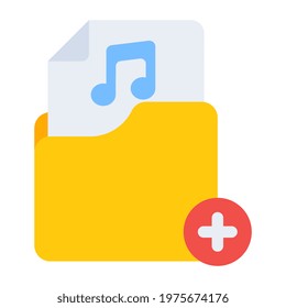 A flat design, icon of add music folder 