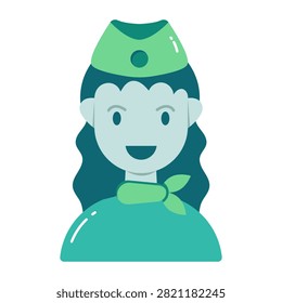 Flat design icon of air hostess

