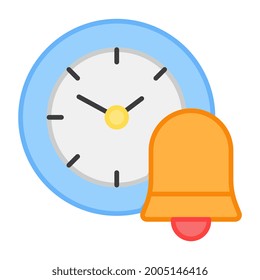 A flat design, icon of alarm clock 